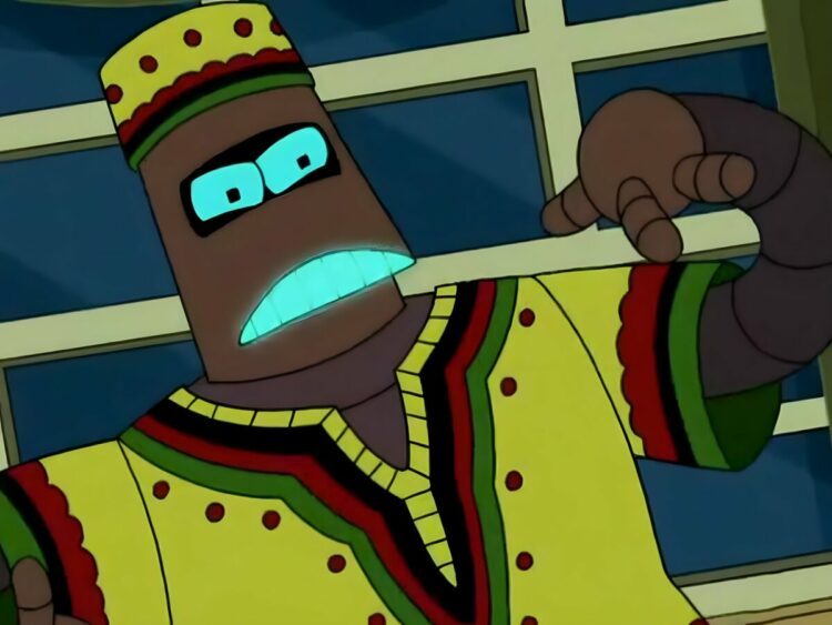 Coolio's Kwanzaa-Bot Futurama character delivers a final rap